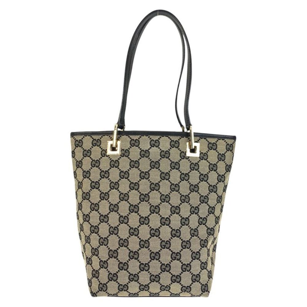 Gucci GG Canvas Leather Tote Bag - Picture 2 of 9